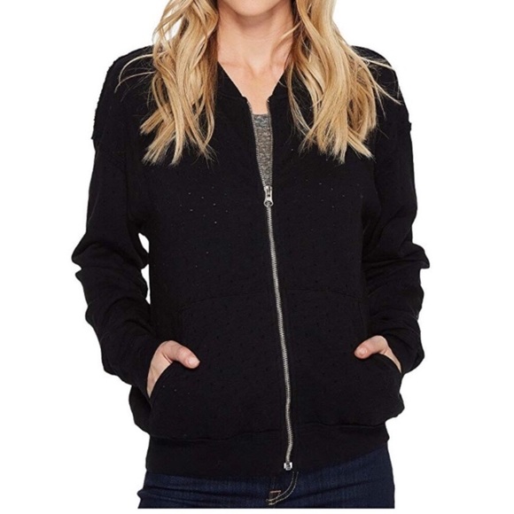 Michael Stars Jackets & Blazers - MICHAEL STARS Black Perforated Terry Bomber Jacket